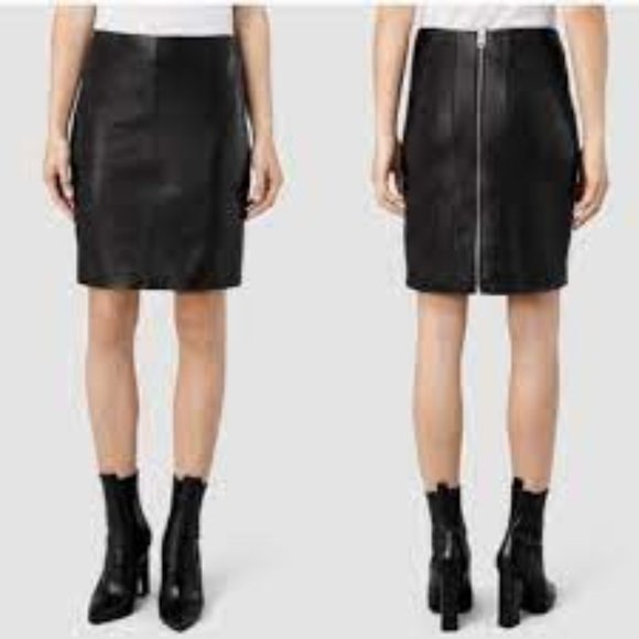 NWOT All Saints Lucille Leather Skirt Size 2 - Picture 4 of 8